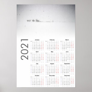 Calendario de paisaje nevado Póster 2021