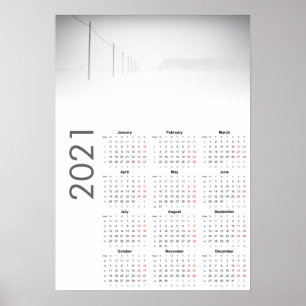 Calendario de paisaje nevado Póster 2021