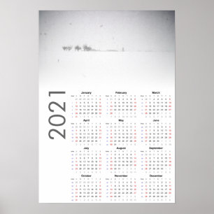 Calendario de paisaje nevado Póster 2021