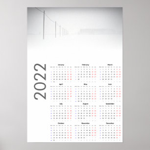 Calendario de paisaje nevado Póster 2022