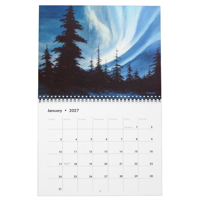 CALENDARIO DE PAISAJES POR ARTISTA RICK GALLANT (Jan 2027)