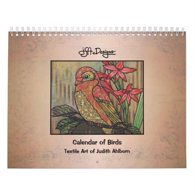 Calendario de pájaros con patrono caprichoso (Tapa)