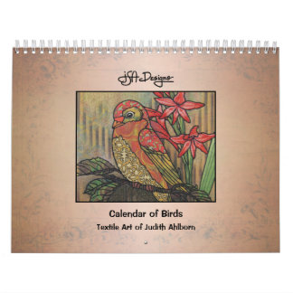 Calendario de pájaros con patrono caprichoso
