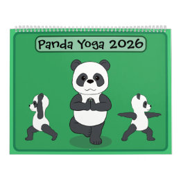 Calendario de pandas en posturas de yoga