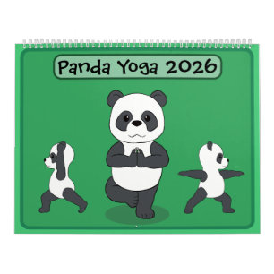 Calendario de pandas en posturas de yoga