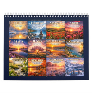 Calendario de pared 2027 con paisajes y frases 