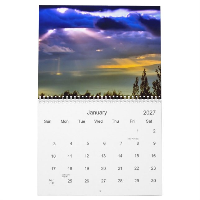 Calendario de pared anual de Maui Hawaii (Jan 2027)