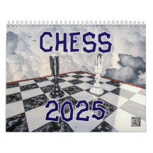 Calendario de pared de ajedrez 2025
