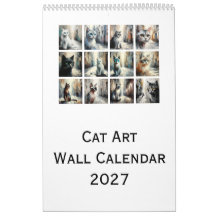 Calendario de pared de arte de gatos 2027