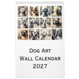 Calendario de pared de arte de perros 2027, retrat