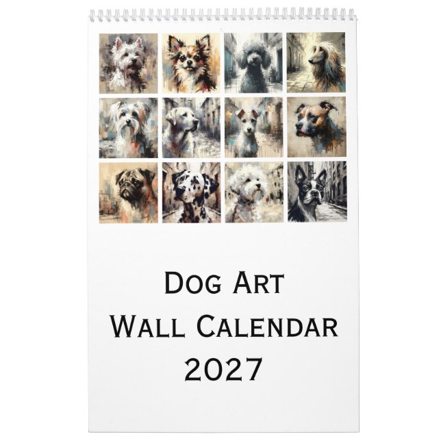 Calendario de pared de arte de perros 2027, retrat (Tapa)