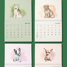 Calendario de pared de arte de perros pintados a m