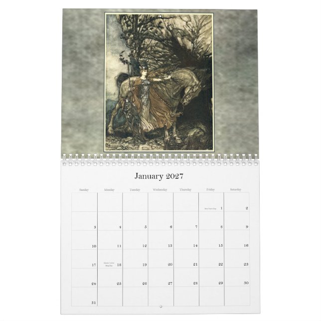 Calendario de pared de Arturo Rackham 2011 (Jan 2027)
