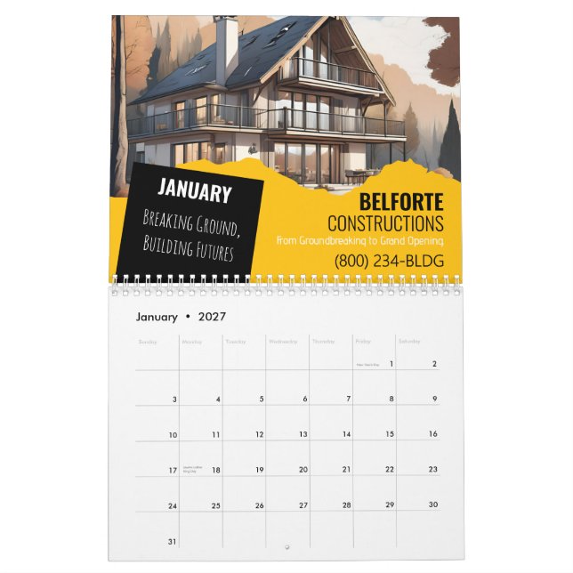 Calendario de pared de construcción | Grulla amari (Jan 2027)