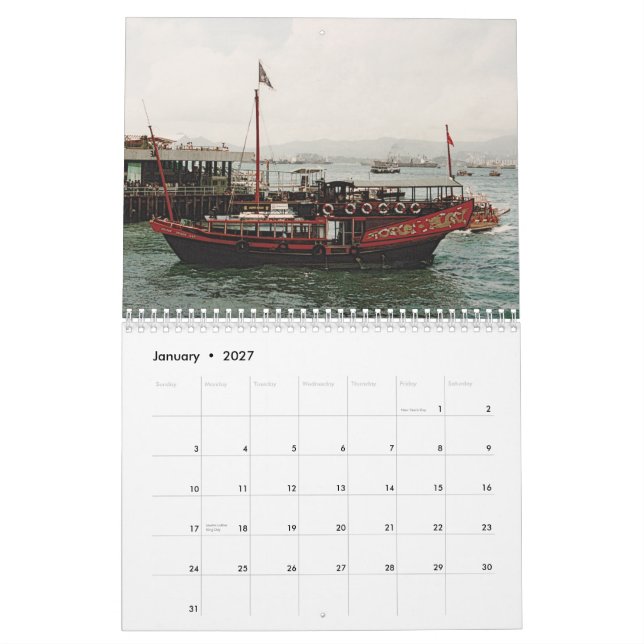 Calendario de pared de Hong Kong, Macao, China (Jan 2027)