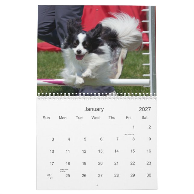 Calendario de pared de la agilidad de Papillons (Jan 2027)