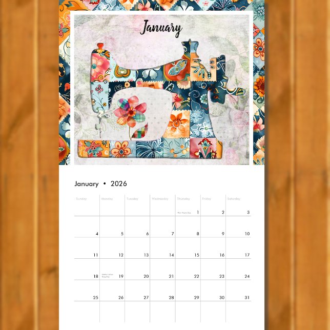 Calendario de pared de la máquina de coser de mosa (Subido por el creador)
