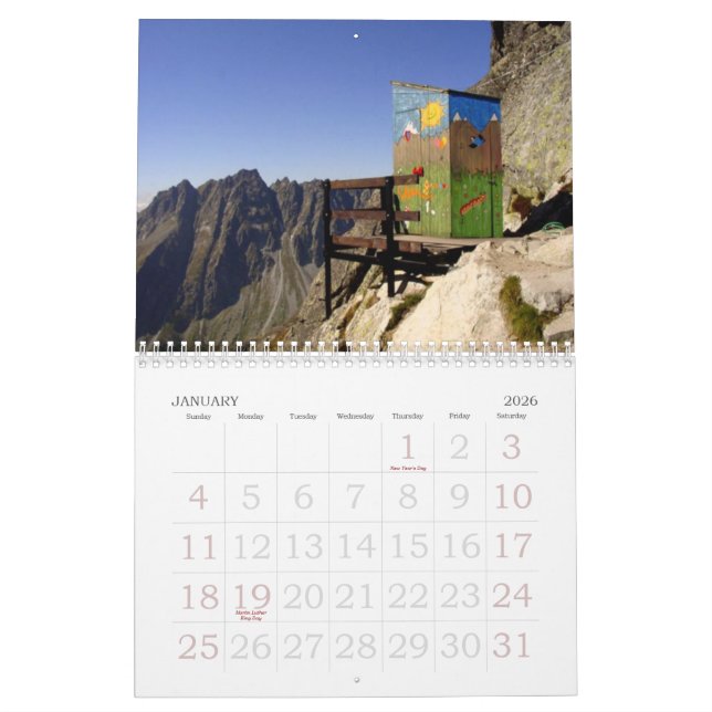Calendario de pared de las dependencias (Jan 2026)