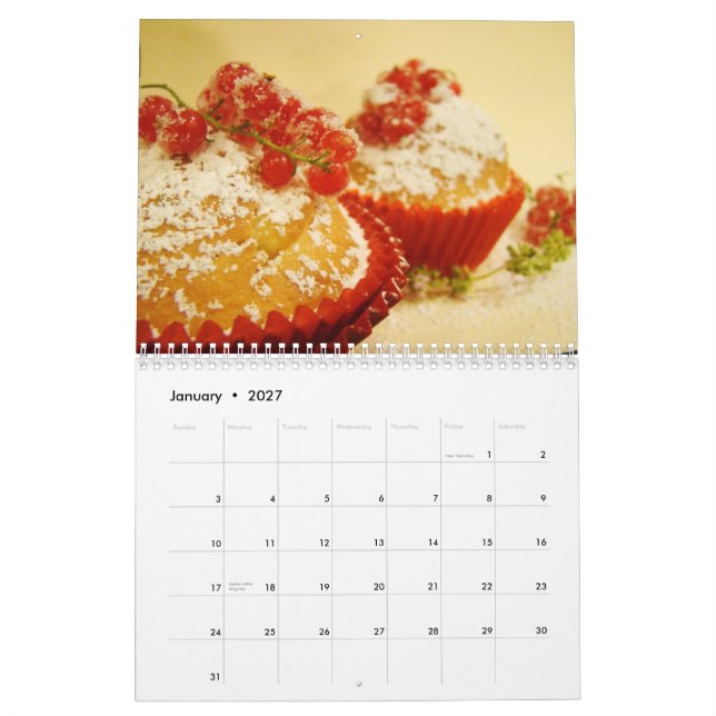 Calendario de pared de las magdalenas (Jan 2027)