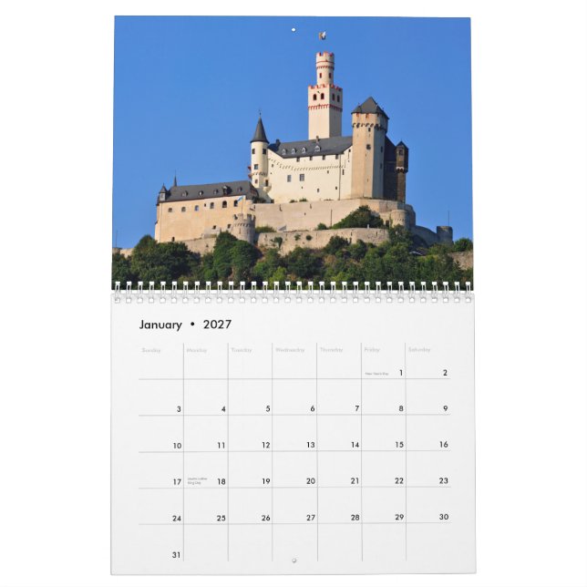 Calendario de pared de los castillos (Jan 2027)