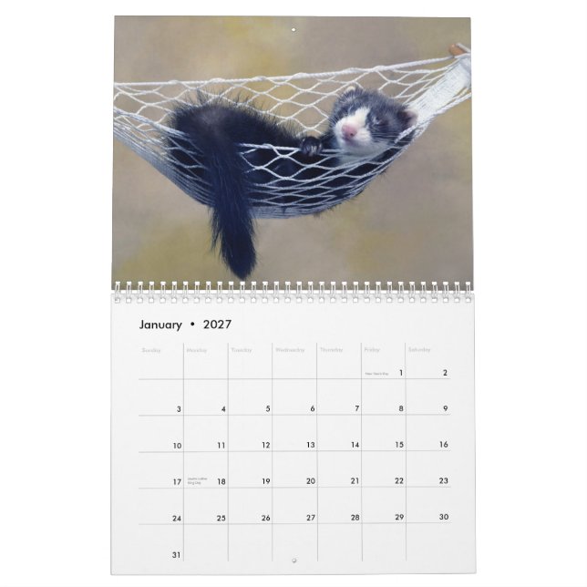 Calendario de pared de los hurónes (Jan 2027)