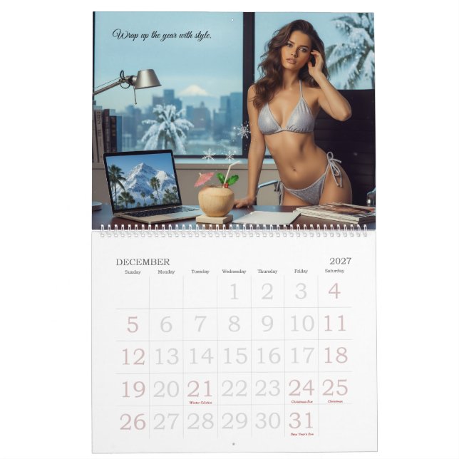 Calendario de pared de negocios de bikini Modelos  (Dec 2027)