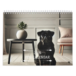 Calendario de pared de Pug 2025