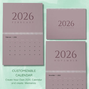 Calendario de pared de tonos neutros minimalistas