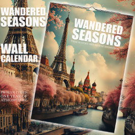 Calendario de pared de viaje con 12 ciudades y est
