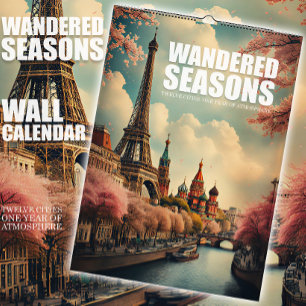 Calendario de pared de viaje con 12 ciudades y est