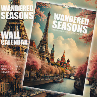 Calendario de pared de viaje con 12 ciudades y est