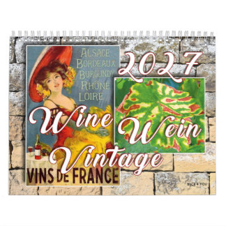 Calendario de pared de vino 2027 - Vino vintage