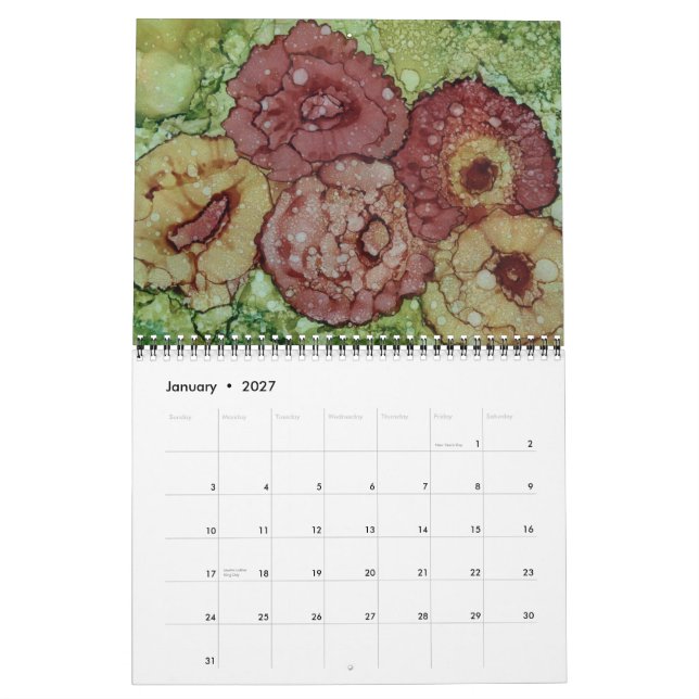 Calendario de pared del flower power 2014 (Jan 2027)