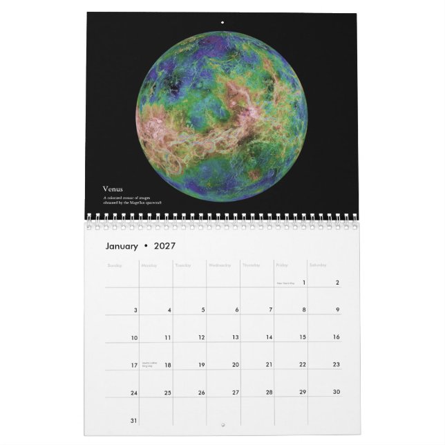 Calendario de pared "El sistema solar" 2012 (Jan 2027)