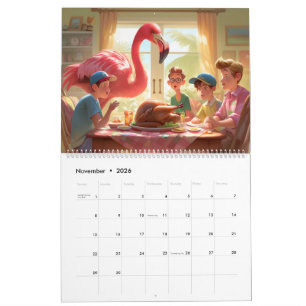 Calendario de Pared Flamingo 2026