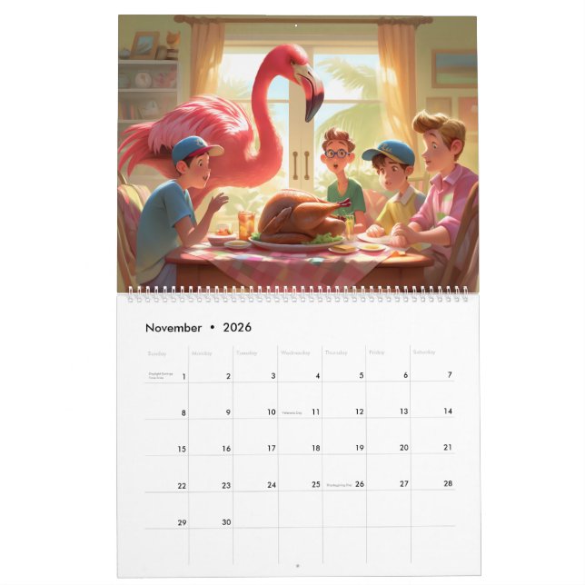 Calendario de Pared Flamingo 2026 (Nov 2026)