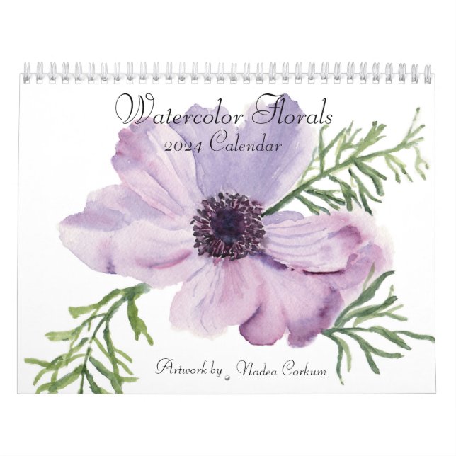 Calendario de pared floral de acuarela (Tapa)