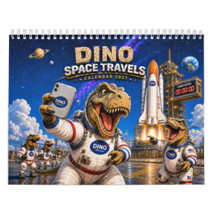 Calendario de pared Funny Dinosaur Astronaut 2027 