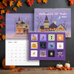 Calendario de pared ilustrado de Halloween de todo