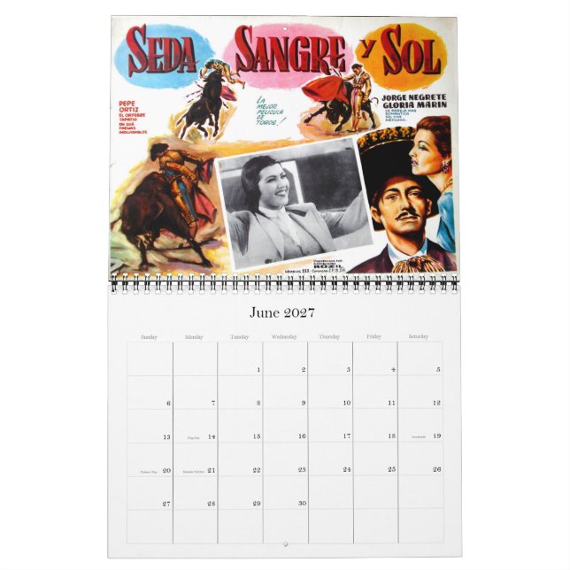 Calendario de pared mexicano del cartel de (Jun 2027)