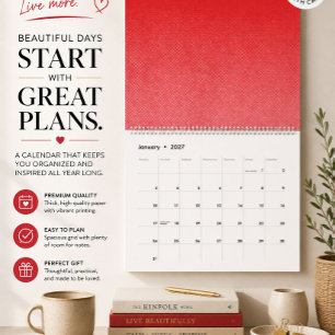 Calendario de pared minimalista rojo moderno