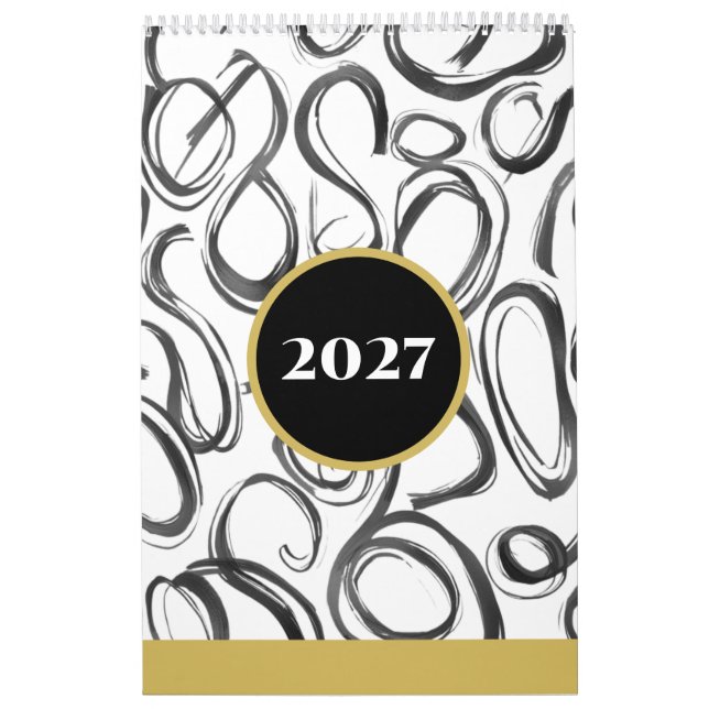 Calendario de pared Moderno Abstracto Negro Oro 20 (Tapa)