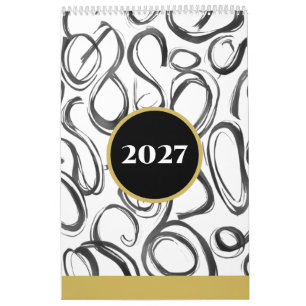 Calendario de pared Moderno Abstracto Negro Oro 20