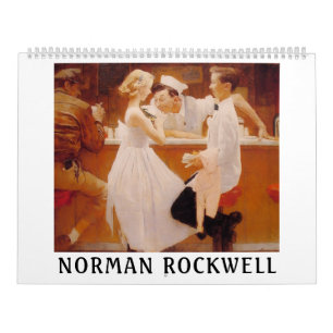 Calendario de pared vintage de arte de Norman Rock
