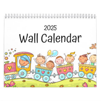 Calendario de paredes 2025 para niños brillantes y