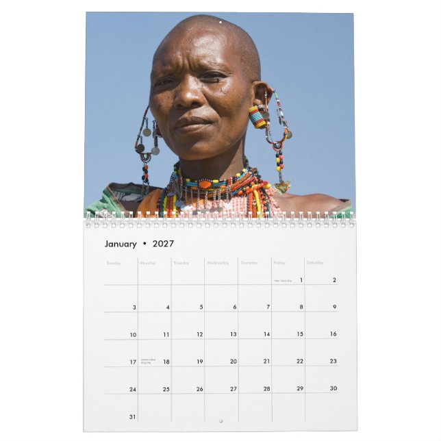 Calendario de paredes africanas (Jan 2027)