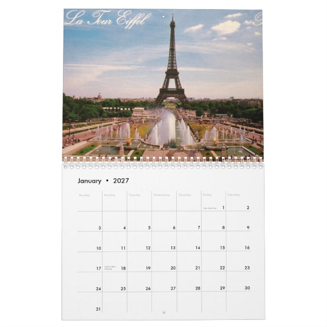 Calendario de París, Francia (Jan 2027)