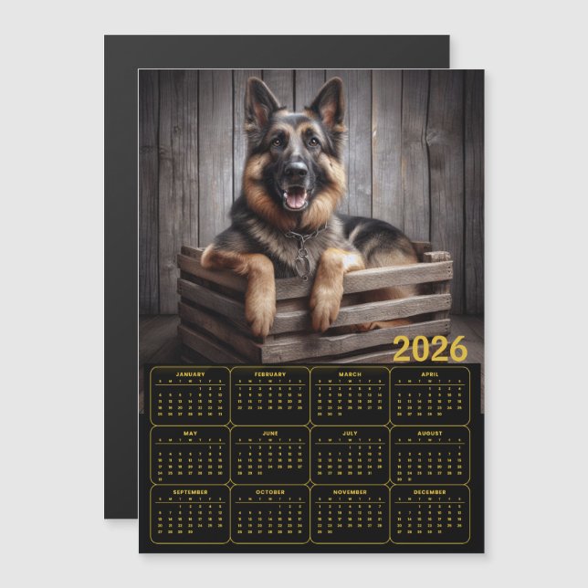 Calendario de Pastor Alemán 2026 (Anverso/Reverso)
