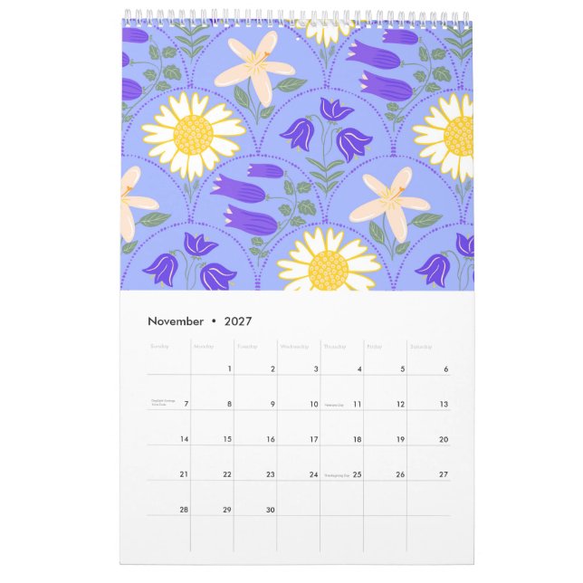 Calendario de patrones botánicos griegos y escenas (Nov 2027)