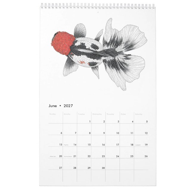 Calendario de peces dorados 2027 (Jun 2027)